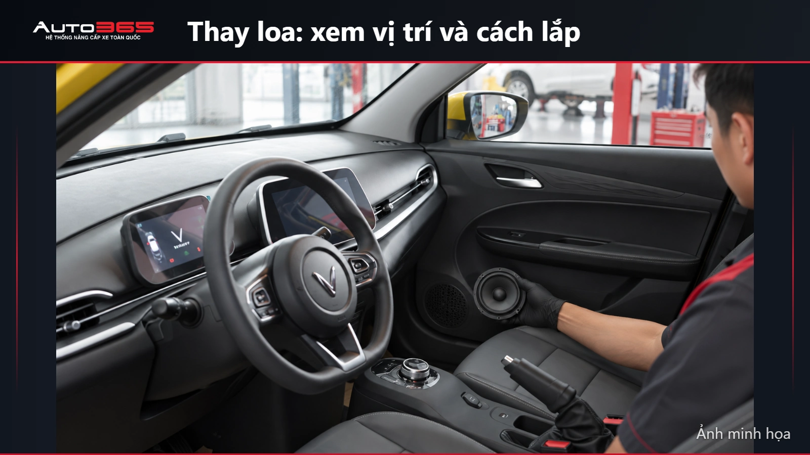 Source-based mockup thử vị trí loa ở cửa VF5 với loa rời tham khảo