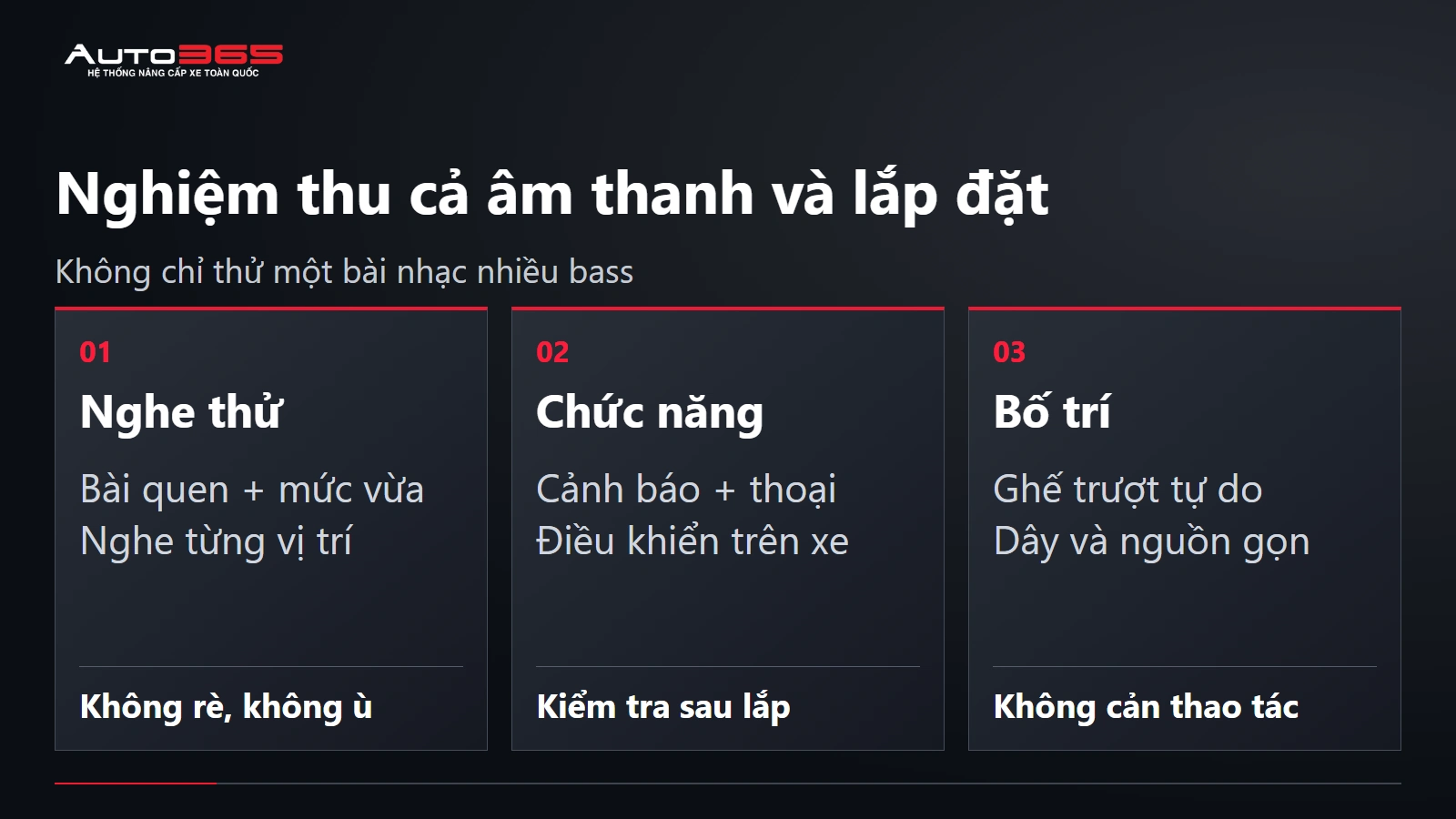 Nghiệm thu cả âm thanh và lắp đặt