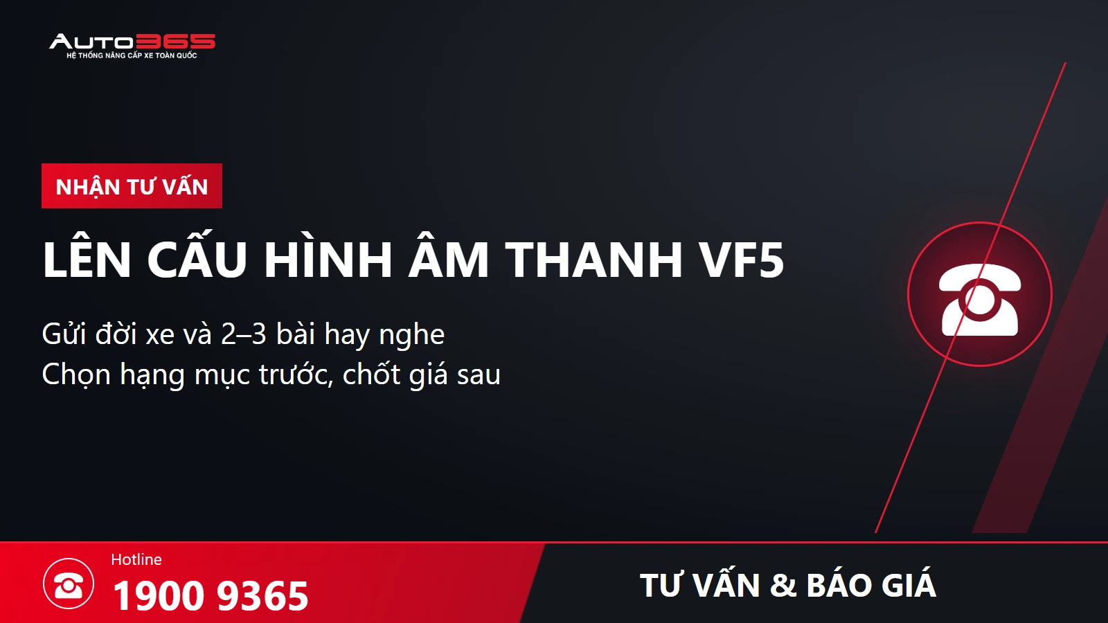 Auto365 tư vấn và báo giá qua 1900 9365