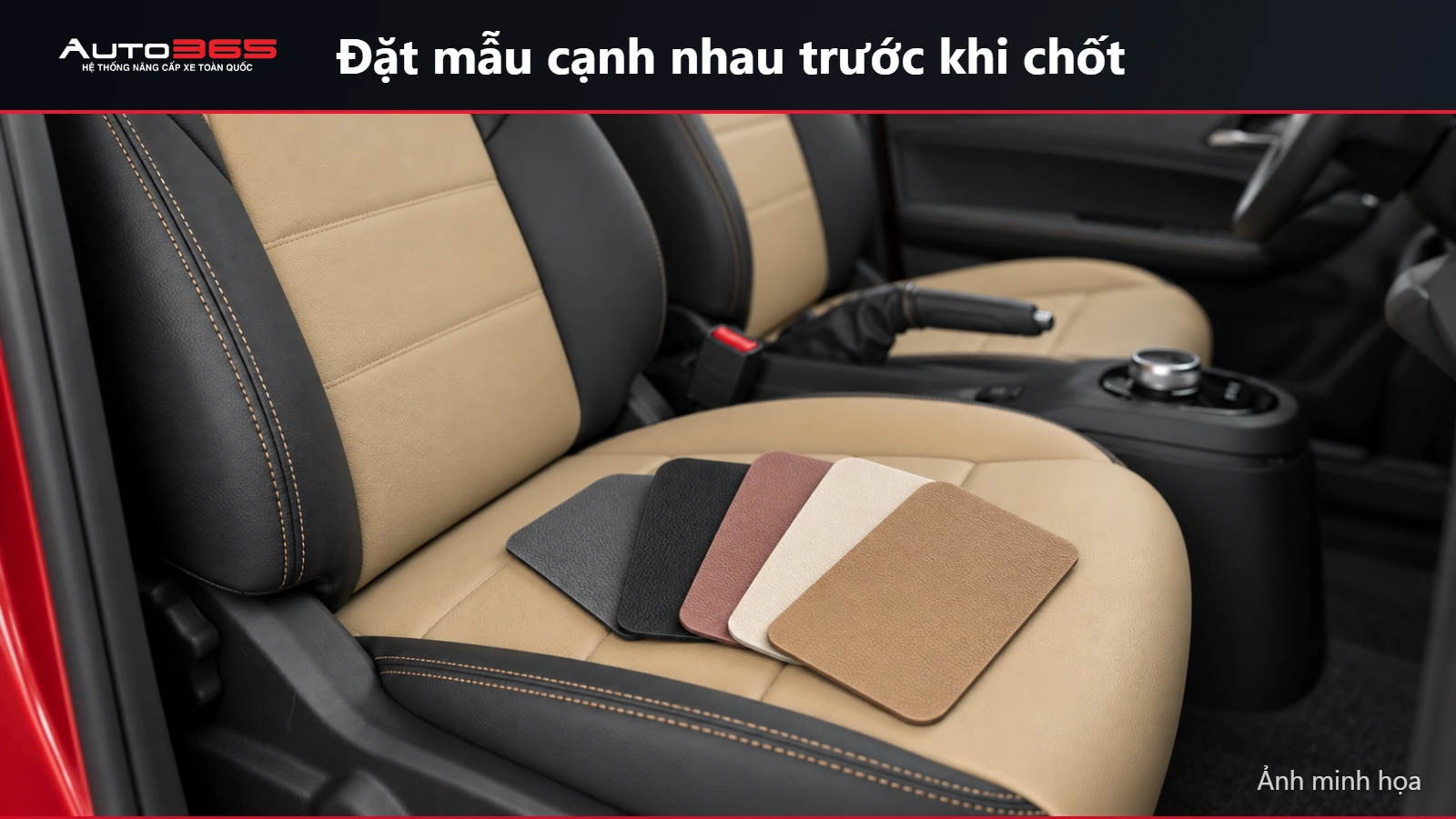 Ảnh minh họa các mẫu màu bọc đặt trên ghế Herio Green để so sánh sắc màu và bề mặt