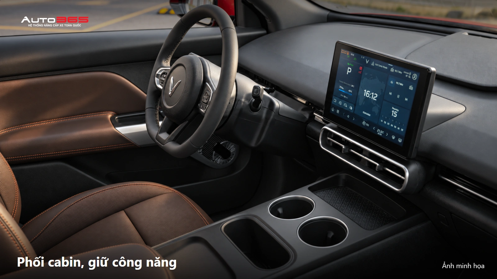 Source-based mockup phối màu ghế và điểm nhấn nội thất VF MPV 7 nhìn tổng thể cabin.
