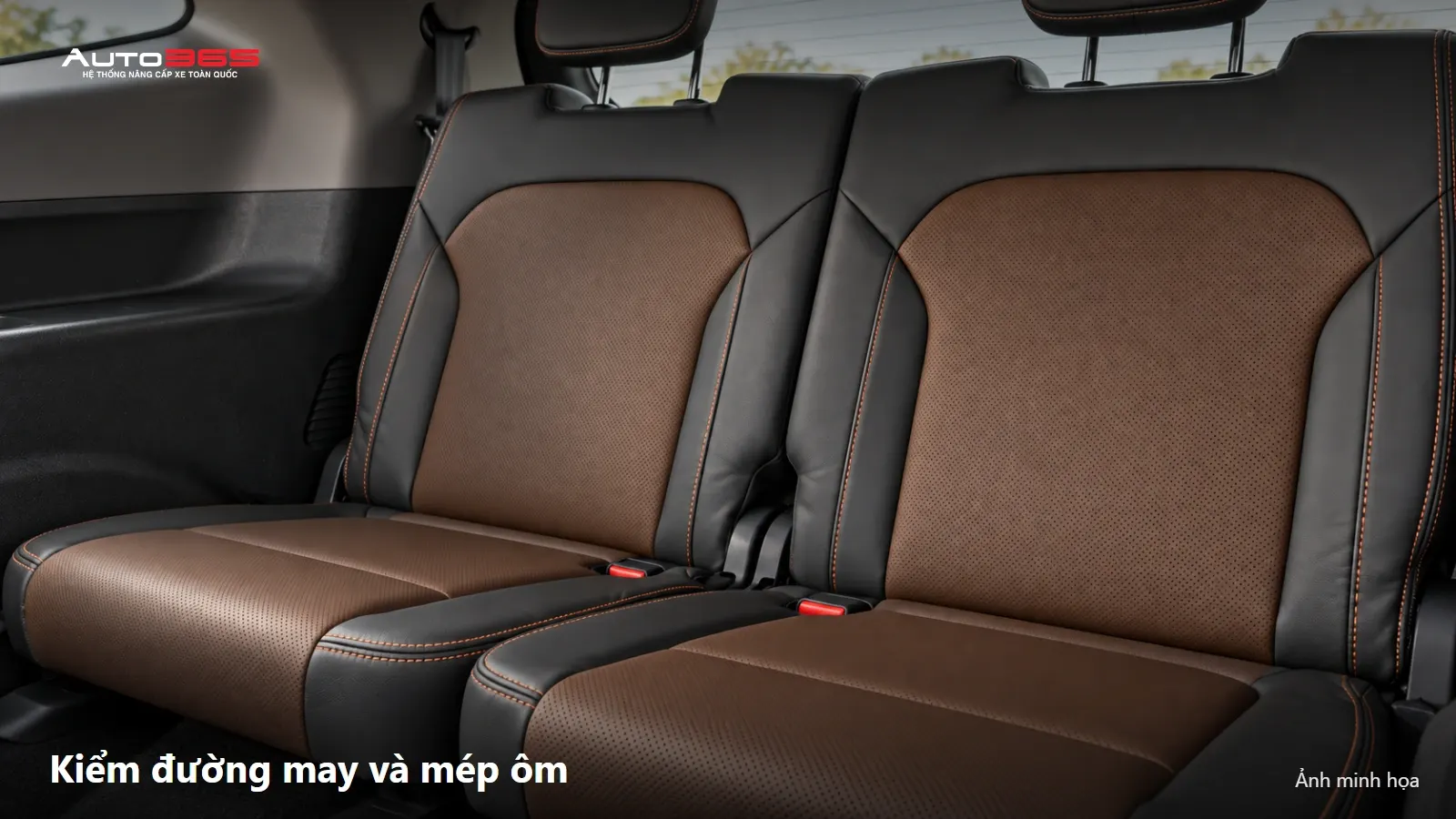 Source-based mockup cận đường may và mép hoàn thiện lớp bọc ghế VF MPV 7.