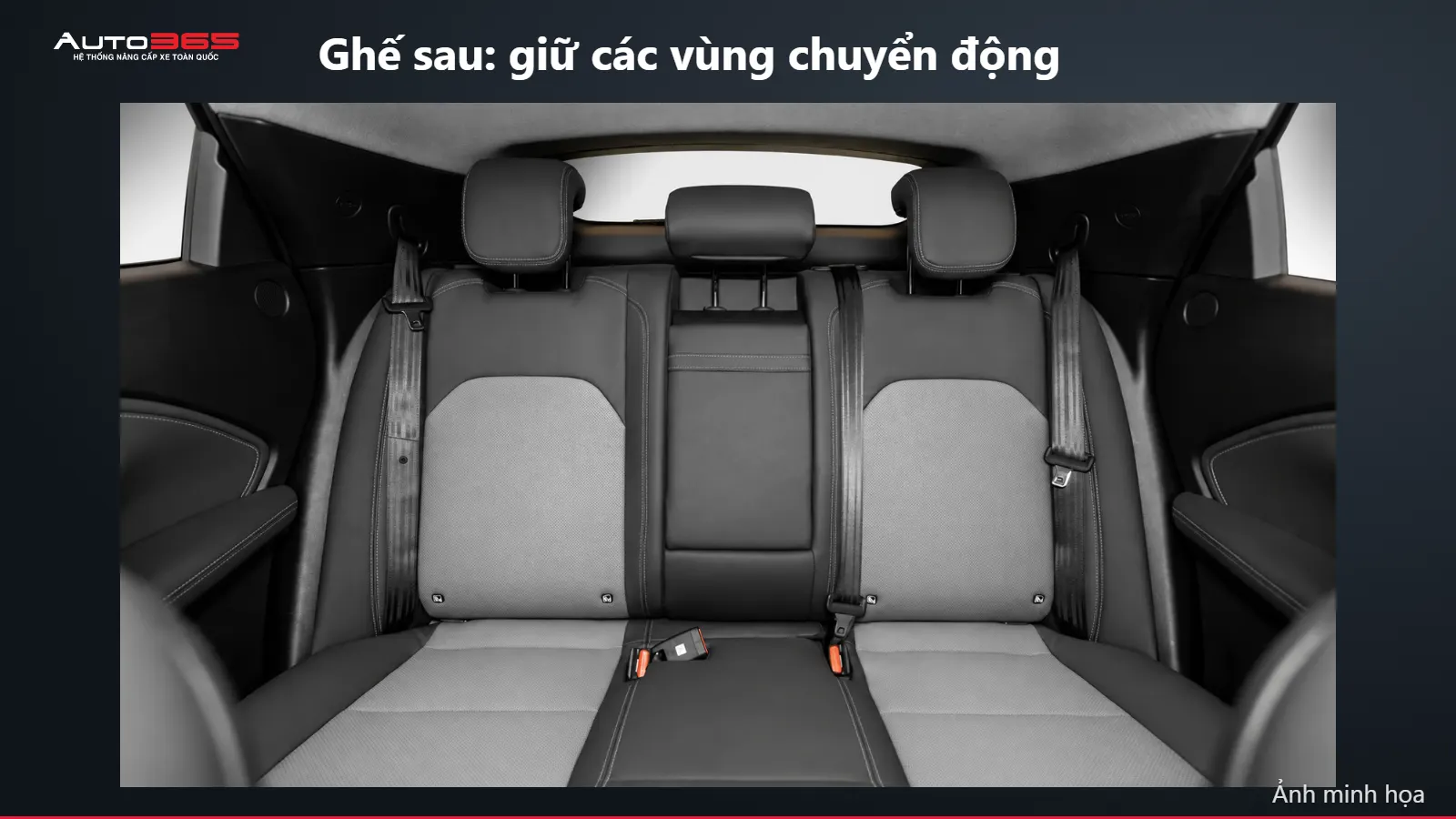 Minh họa mô phỏng trên xe: Ghế sau: giữ các vùng chuyển động