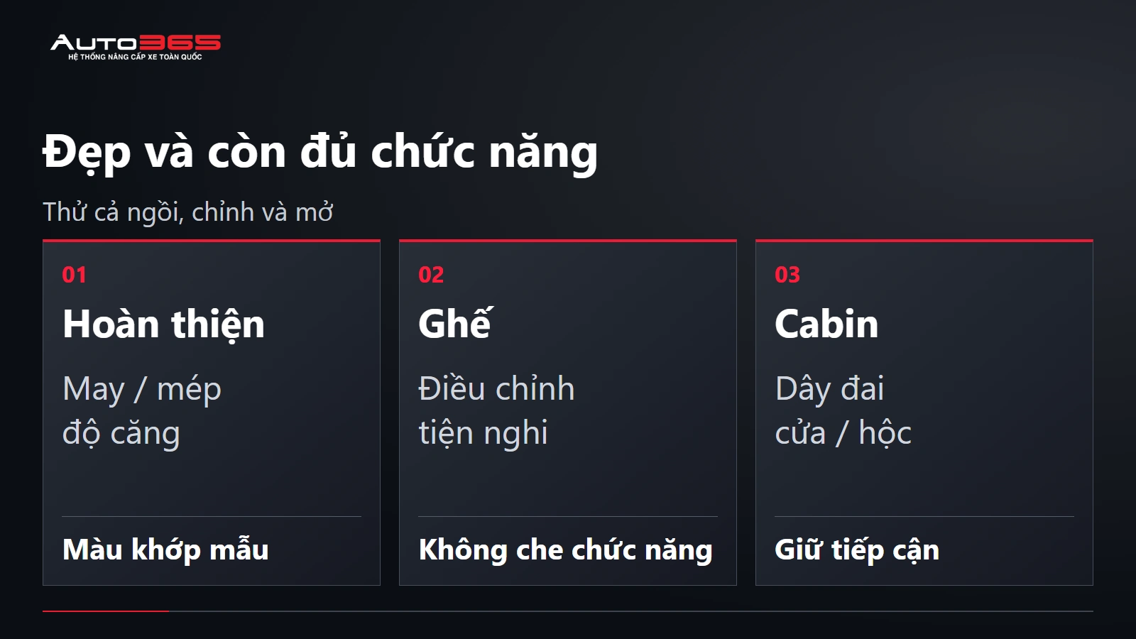 Kiểm đường may, điều khiển ghế, dây đai và cơ cấu cửa sau bọc nội thất VF7
