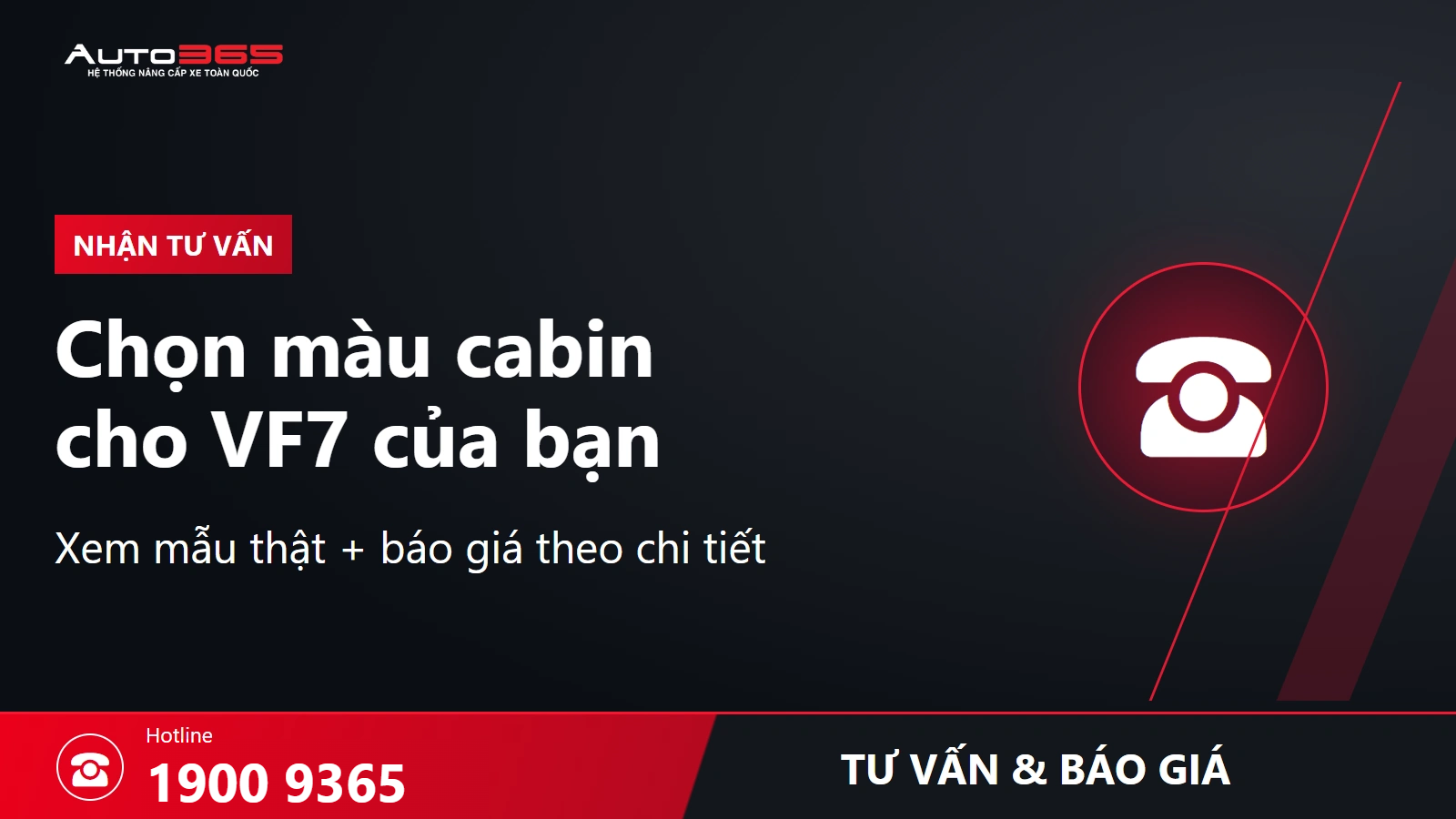 CTA báo giá đổi màu nội thất VF7 hotline 1900 9365