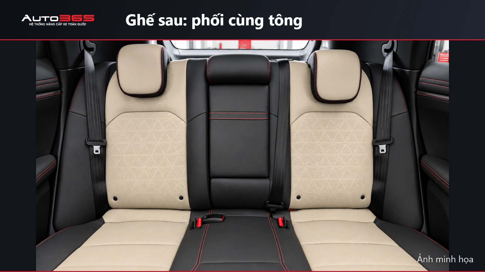 Ảnh minh họa đổi màu bọc hàng ghế sau VF7 giữ vị trí dây đai và khóa ghế