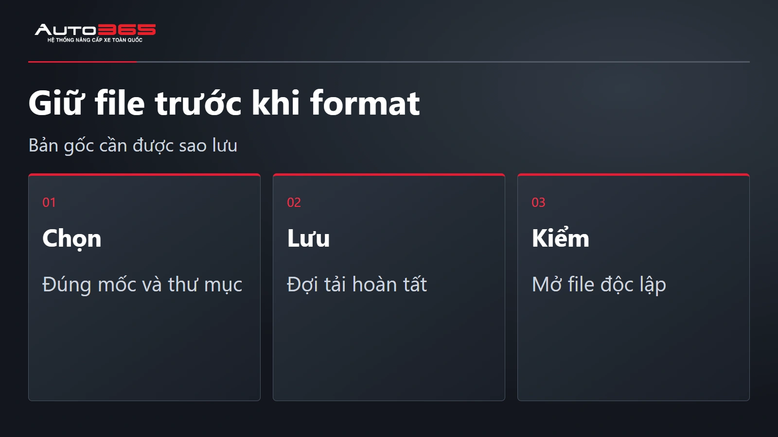 Giữ file trước khi format. Bản gốc cần được sao lưu
