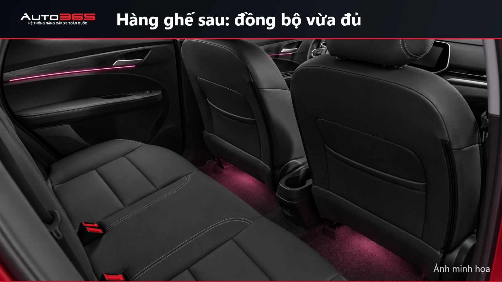 Ảnh minh họa source-based mockup LED cửa sau và khoang chân Herio Green màu hồng trầm