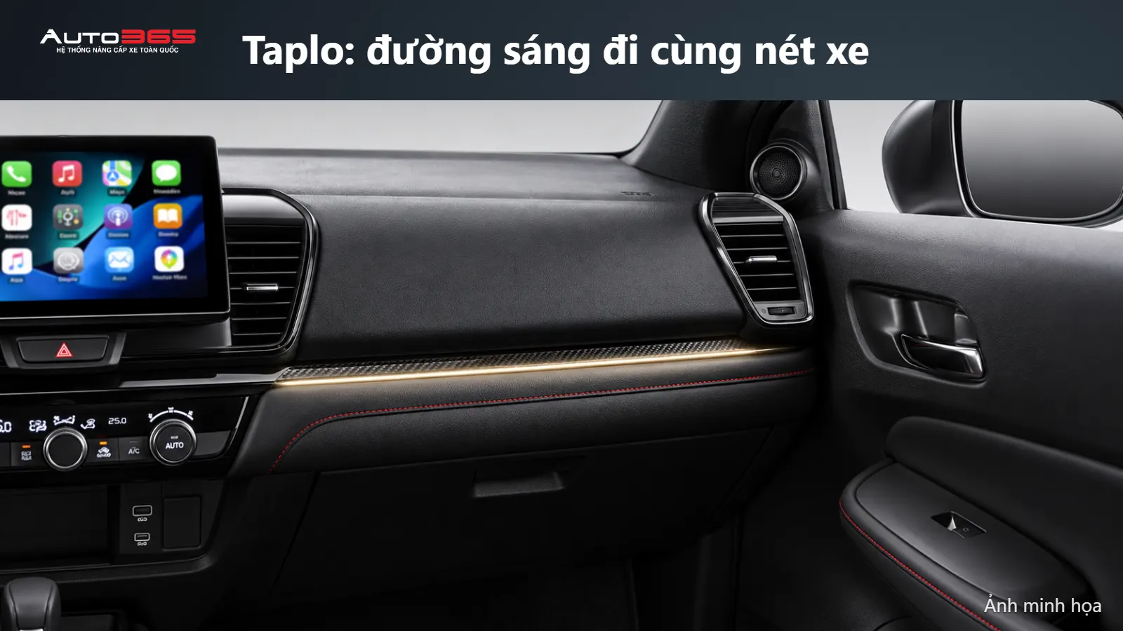 Minh họa mô phỏng taplo: đường sáng đi cùng nét xe
