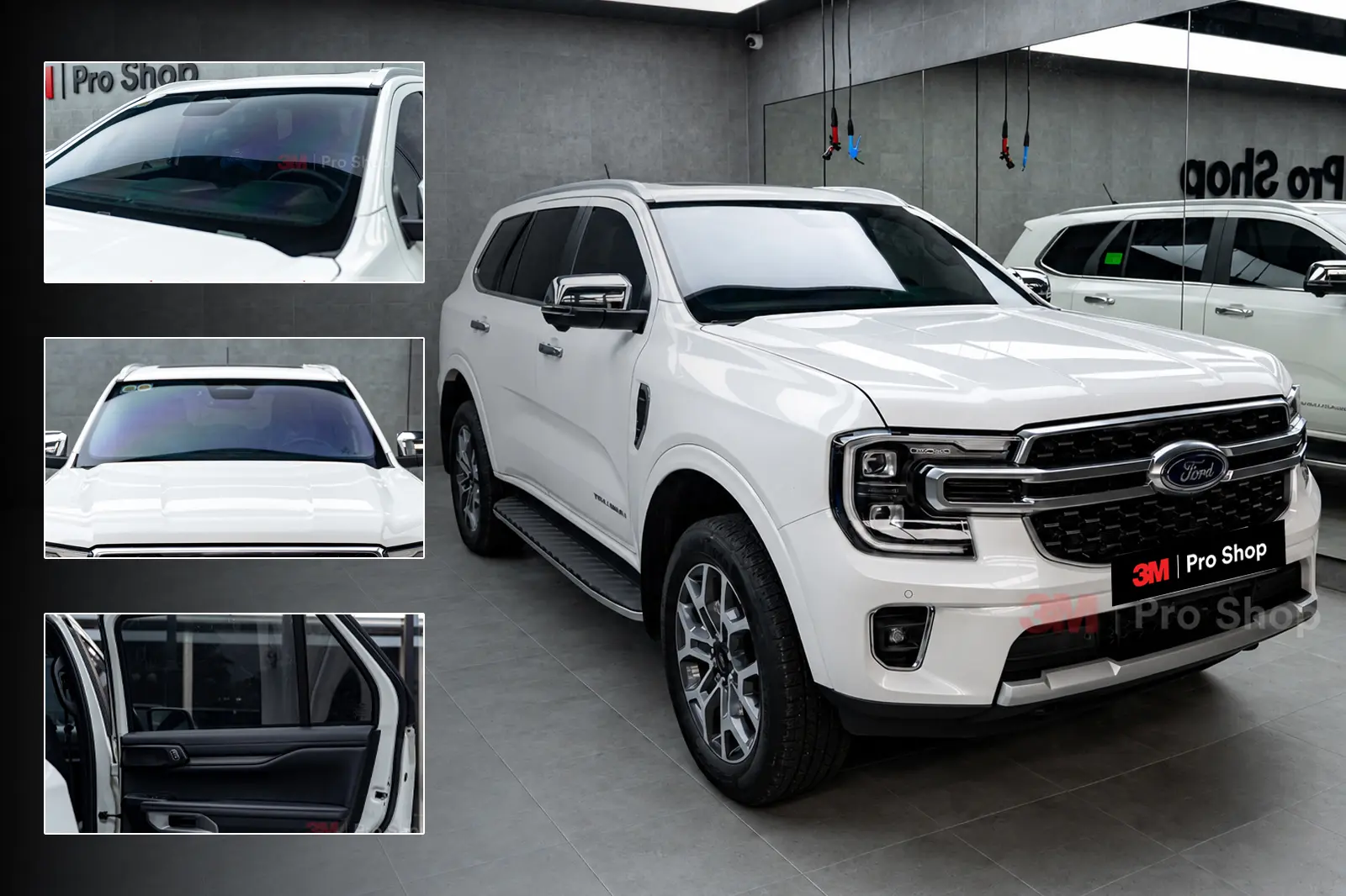 Ford Everest trắng dán phim 3M Crystalline CR BLK 50 tại Auto365 3M Pro Shop