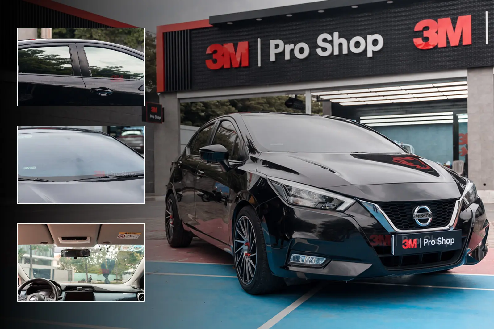 Nissan Almera đen dán phim 3M kính lái CR BLK 50, sườn NR 15 tại Auto365 3M Pro Shop