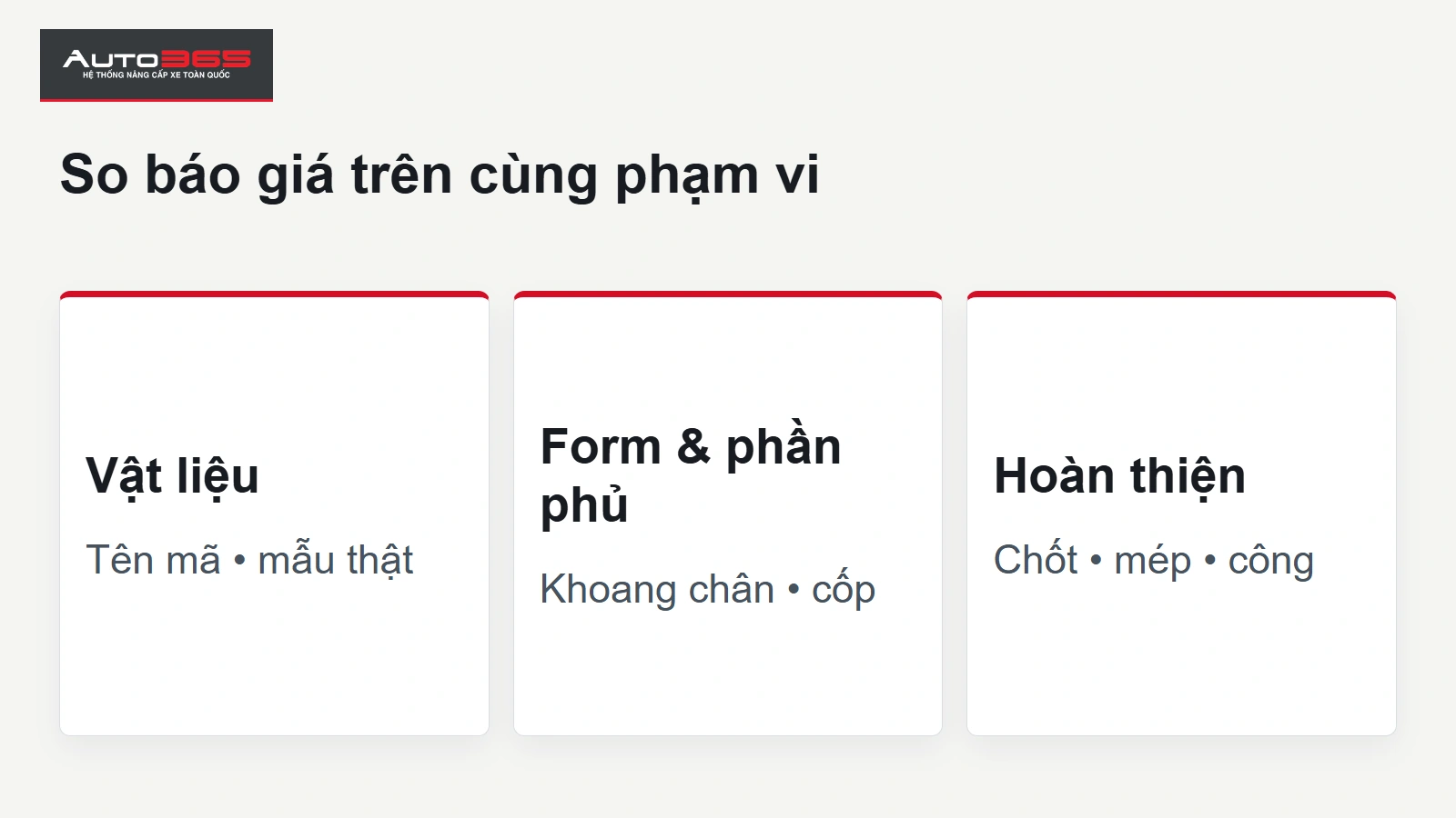 So báo giá trên cùng phạm vi.