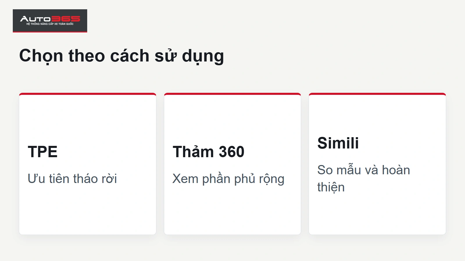 Chọn theo cách sử dụng.