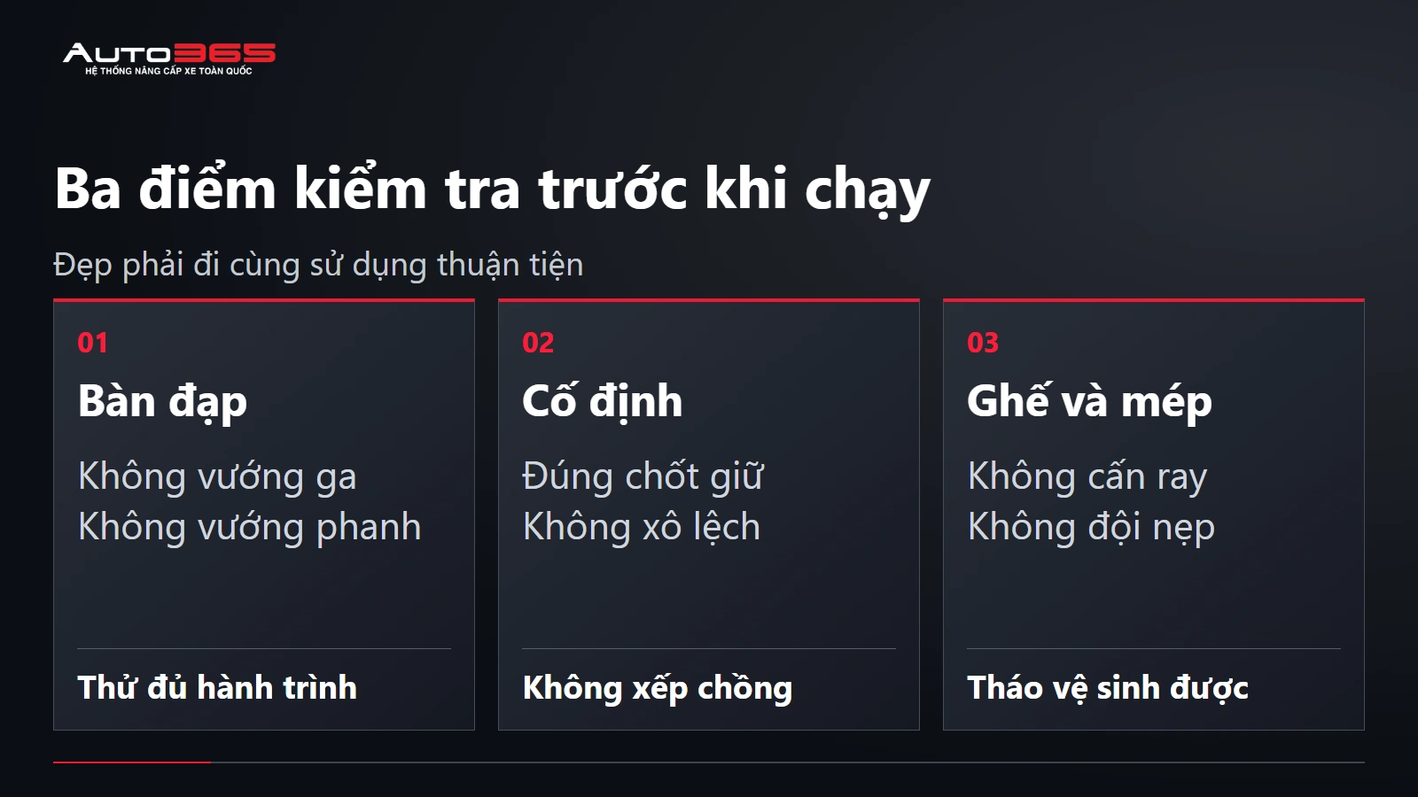 Ba điểm kiểm tra trước khi chạy