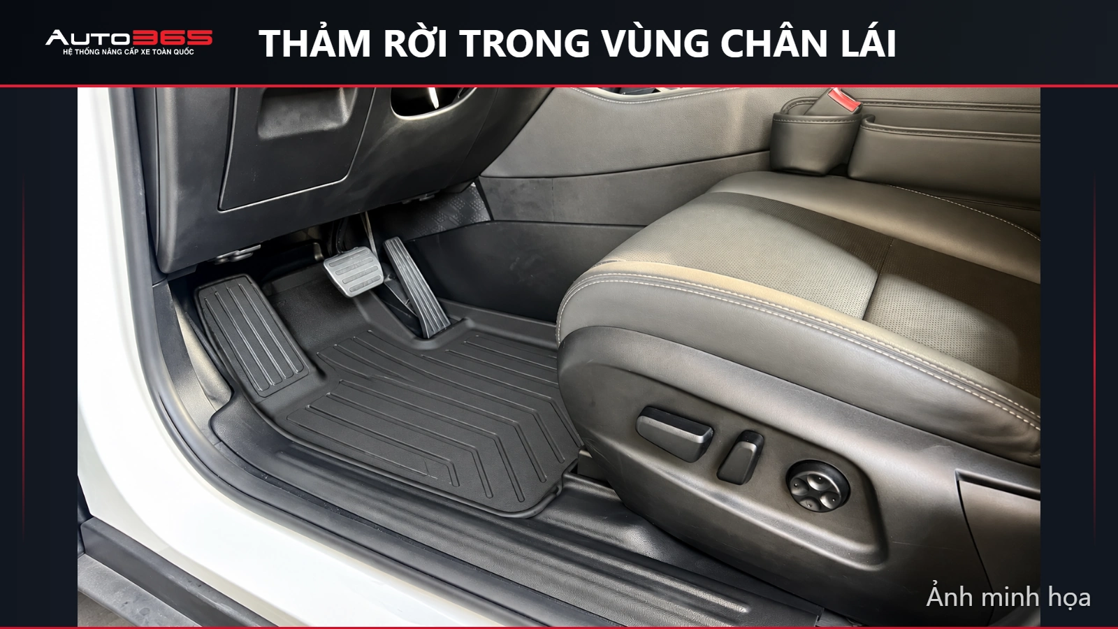 Hình minh họa mô phỏng thảm rời trong vùng chân lái — VinFast VF8
