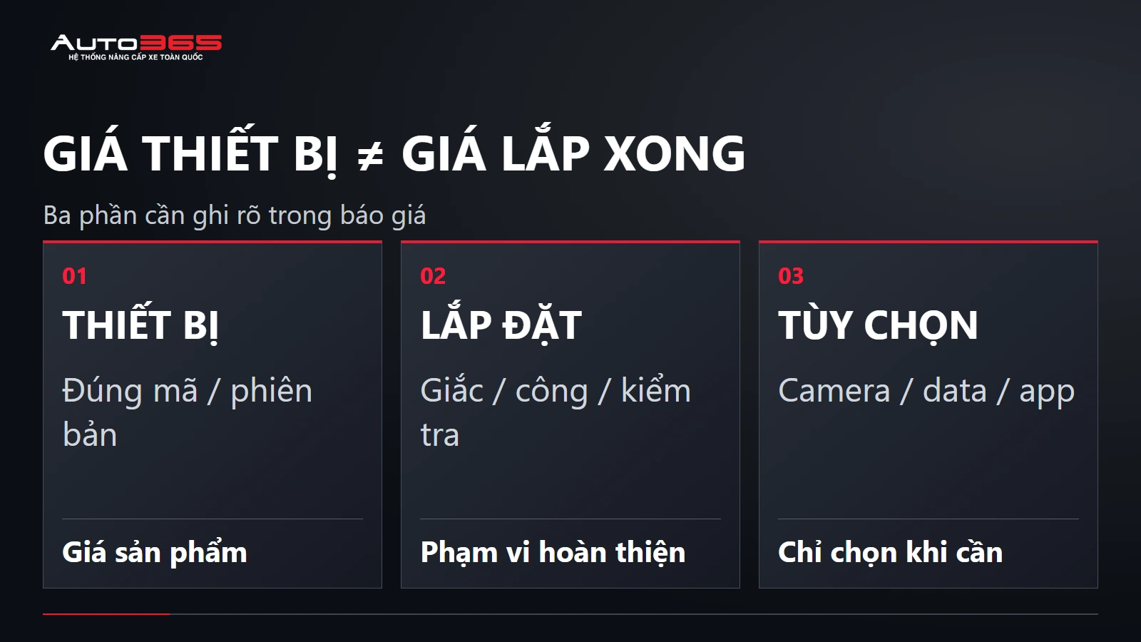 Giá thiết bị ≠ giá lắp xong