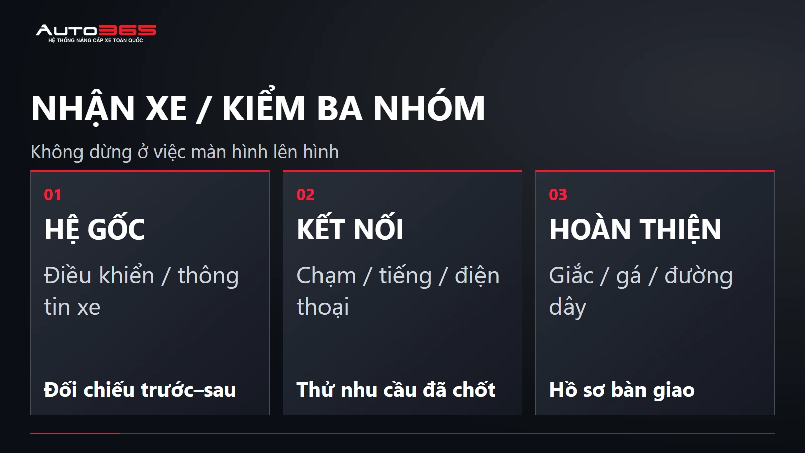 Nhận xe / kiểm ba nhóm