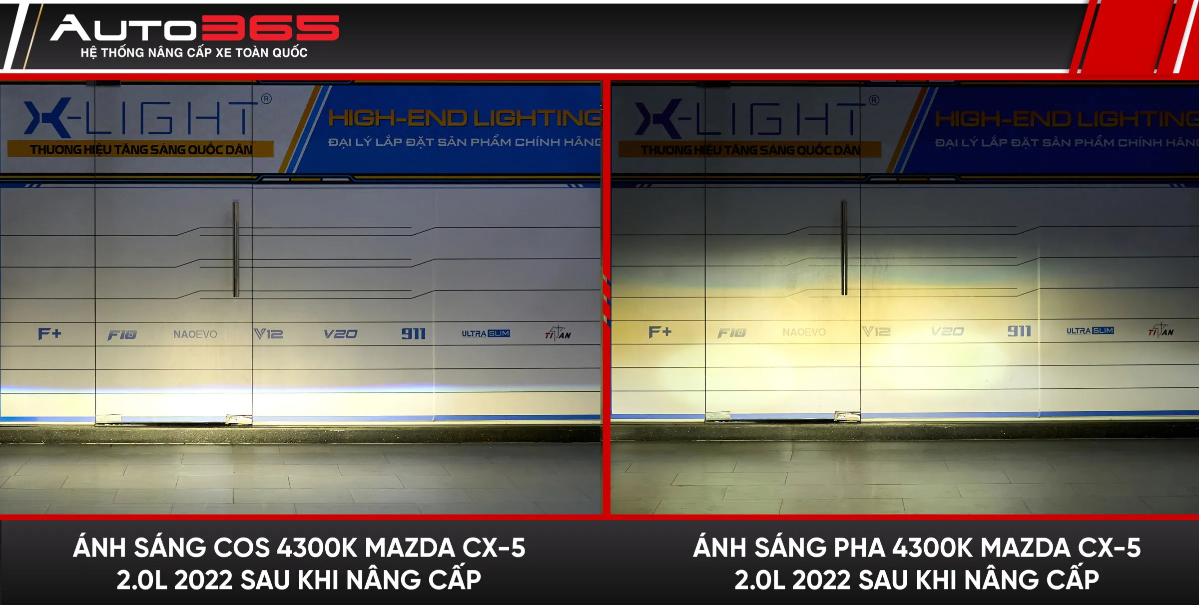 Ánh sáng Cos/Pha 4300K sau nâng cấp.