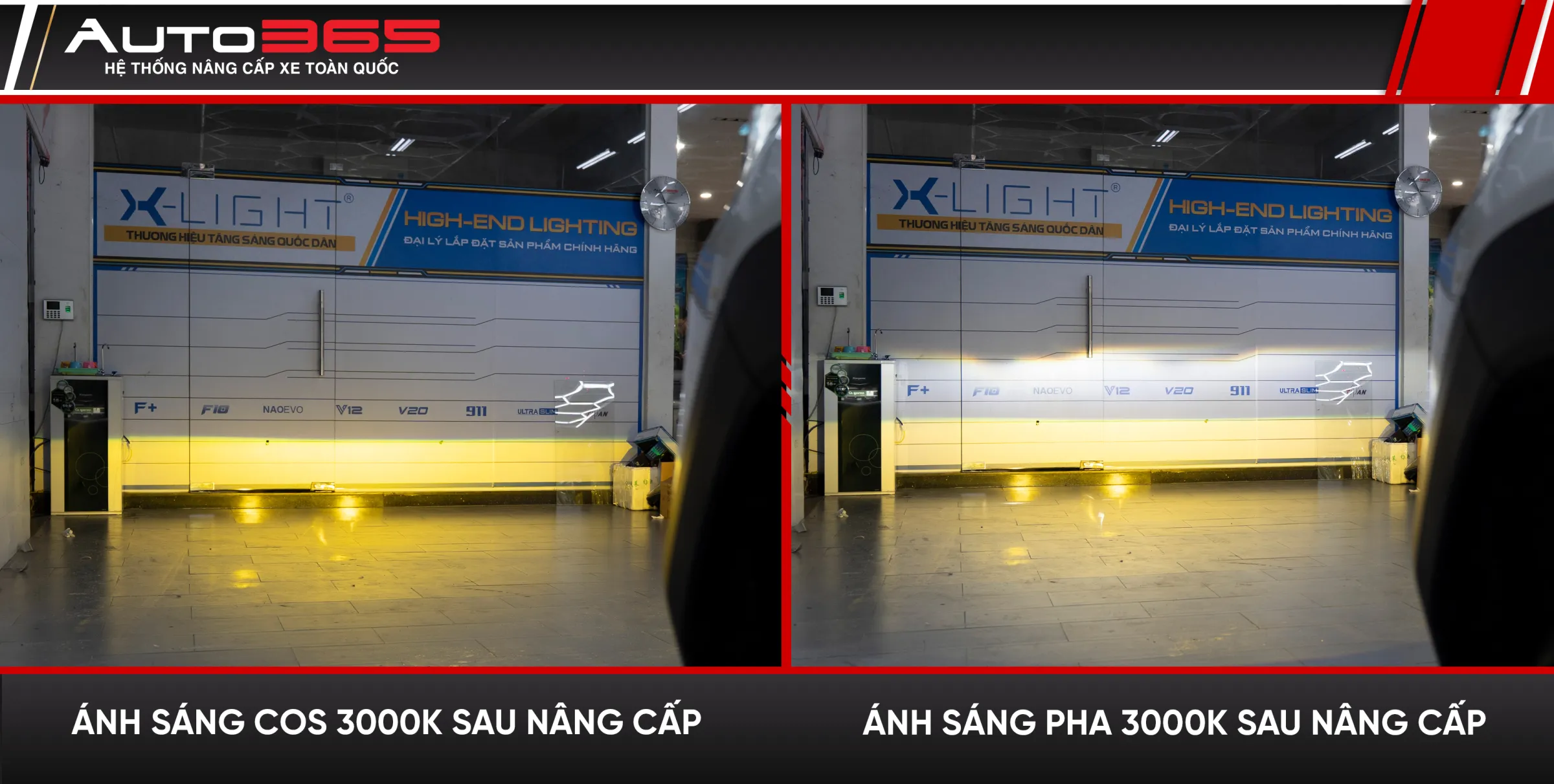 Hai khung hình được chú thích Cos và Pha 3000K trong bộ ảnh cung cấp.