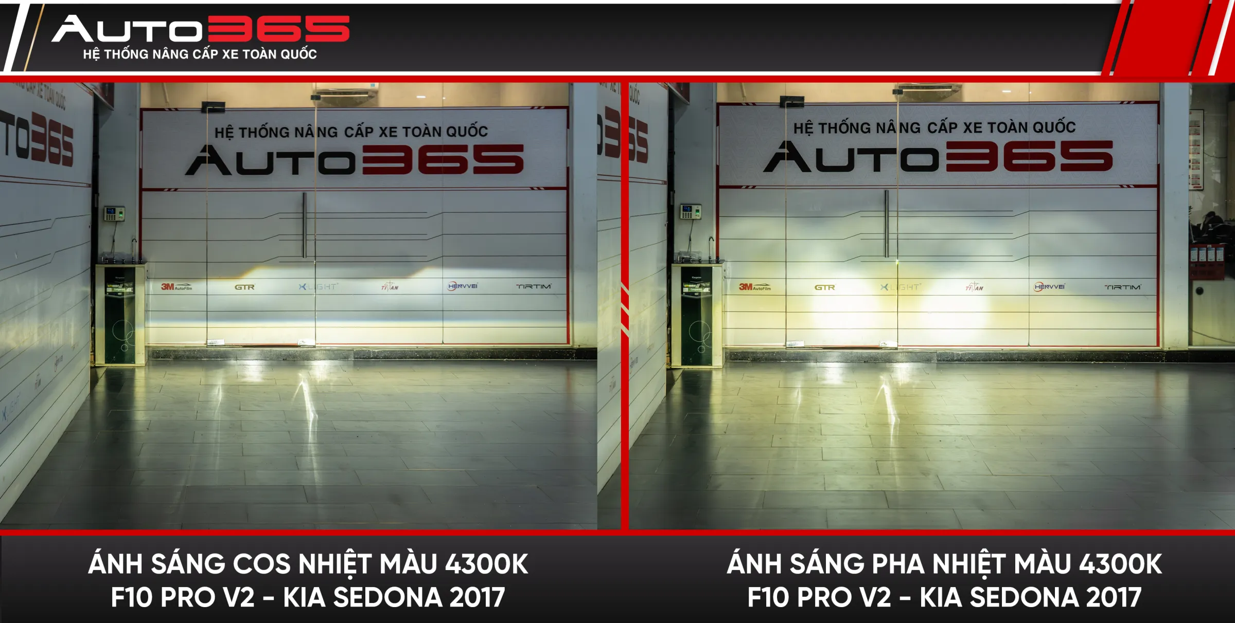 Ảnh ghép vùng chiếu Cos và Pha có nhãn 4300K tại xưởng.