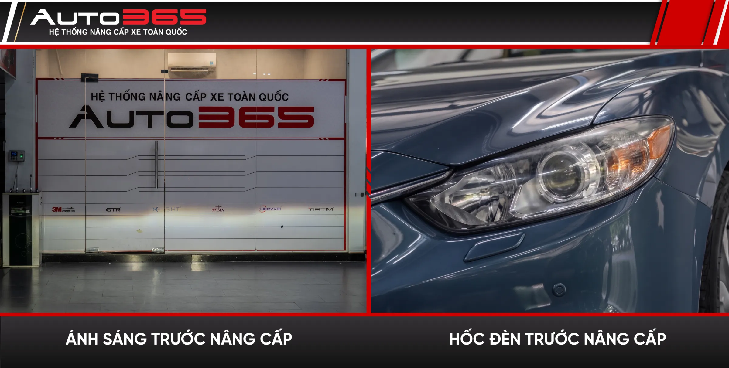 Vùng sáng trên bảng kiểm tra và cụm đèn trước nâng cấp