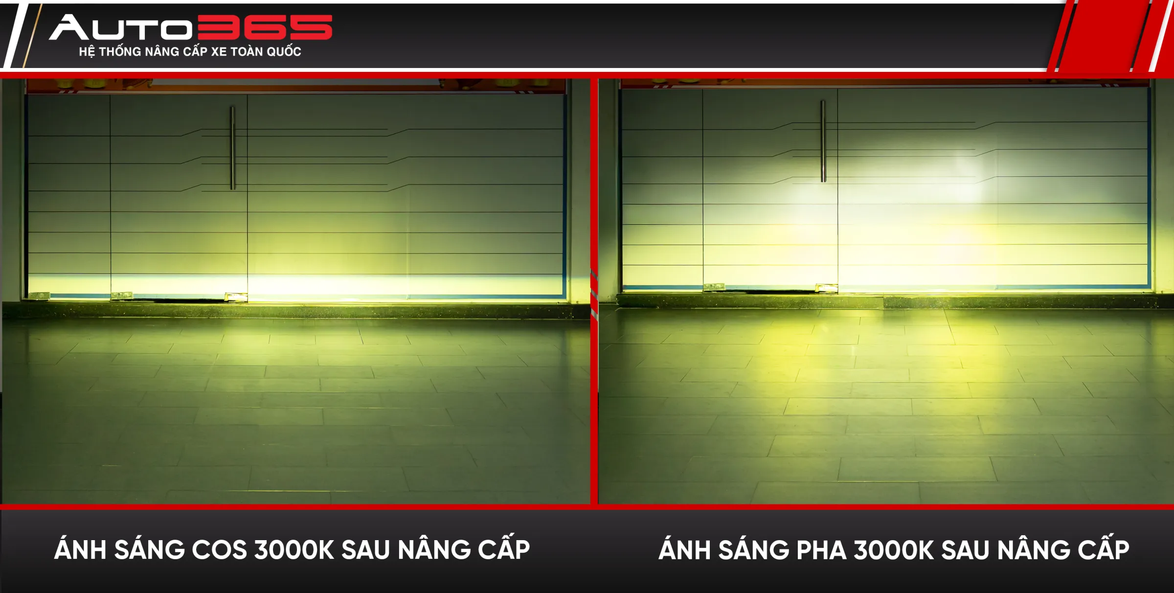 Ảnh ghép vùng sáng Cos bên trái và Pha bên phải sau nâng cấp bản 3000K