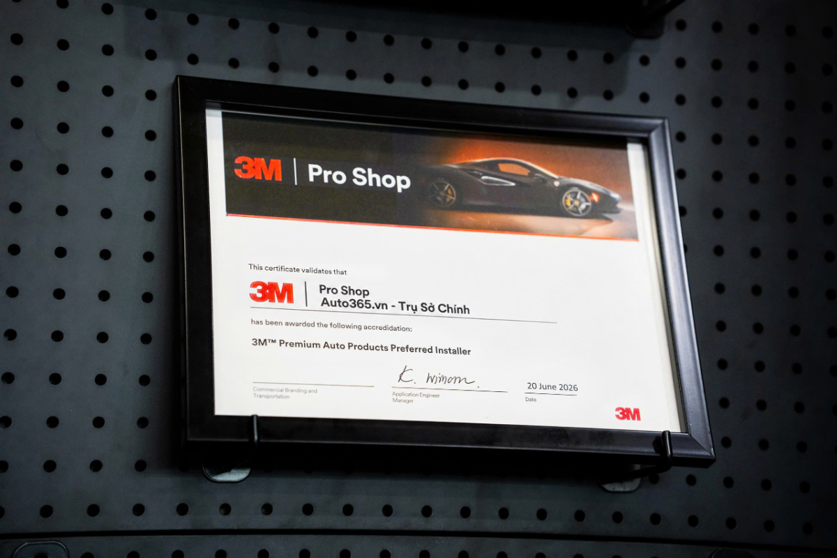 Chứng nhận 3M™ Premium Auto Products Preferred Installer của Auto365.vn - Trụ Sở Chính.