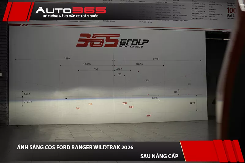 Ánh sáng Cos Ford Ranger Wildtrak 2026 sau khi lắp X-Light F10 Turbo V2 4300K