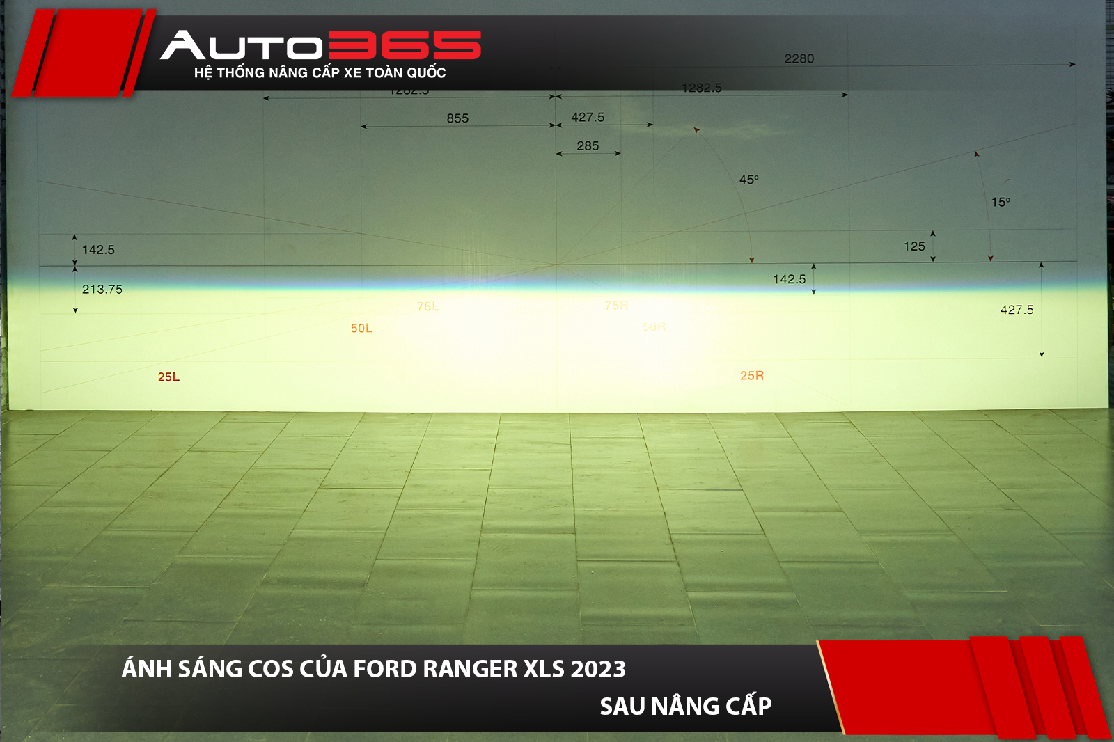 Ánh sáng Cos Ford Ranger XLS 2023 sau khi lắp X-Light F10 New 2025