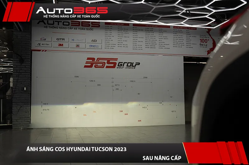 Ánh sáng Cos sau khi lắp X-Light F+ Pro V2 trên Hyundai Tucson 2023