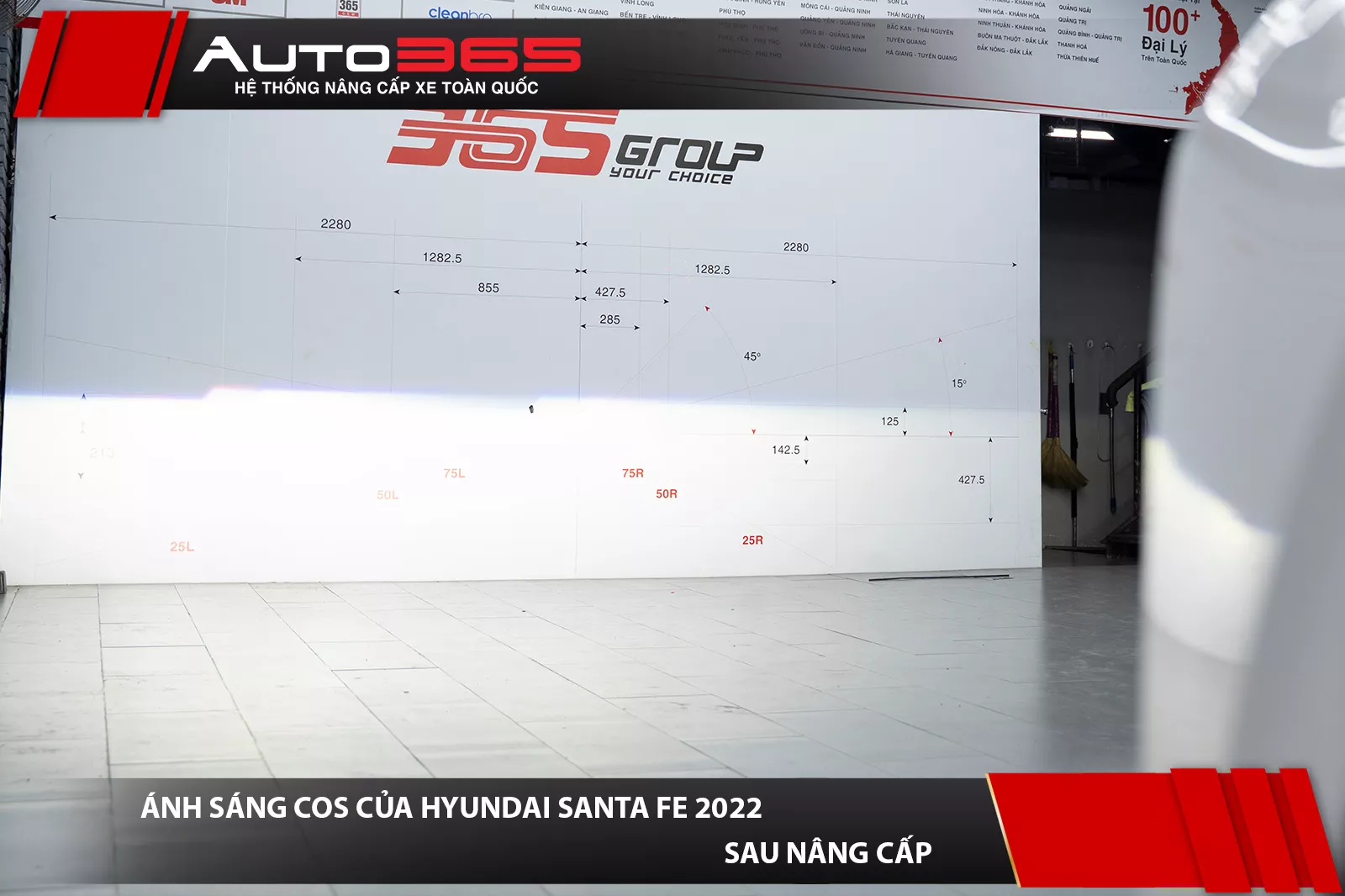 Ánh sáng Cos Hyundai Santa Fe 2022 sau khi lắp X5 Ultra và Titan Platinum Plus