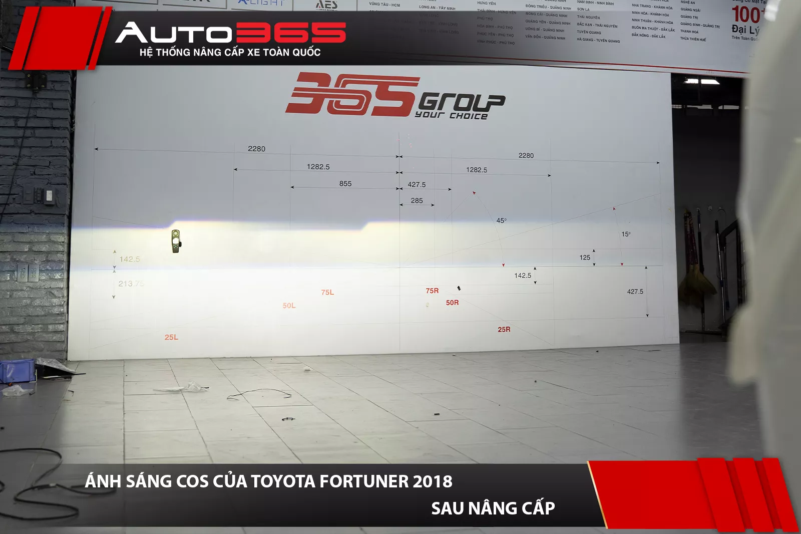 Ánh sáng Cos sau khi lắp X5 Ultra và F10 Turbo V2 trên Toyota Fortuner 2018
