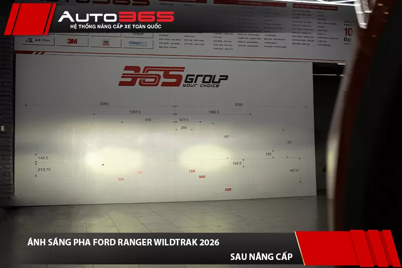 Ánh sáng Pha Ford Ranger Wildtrak 2026 sau khi lắp X-Light F10 Turbo V2 4300K