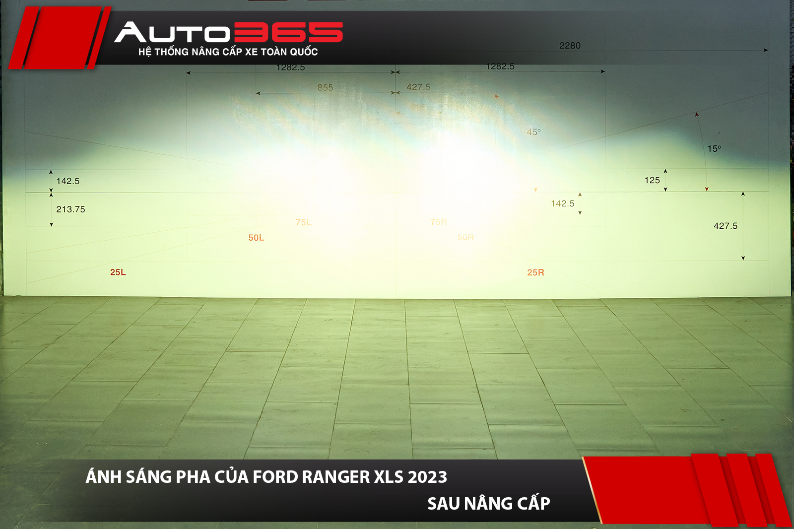 Ánh sáng Pha Ford Ranger XLS 2023 sau khi lắp X-Light F10 New 2025