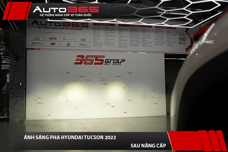 Ánh sáng Pha sau khi lắp X-Light F+ Pro V2 trên Hyundai Tucson 2023