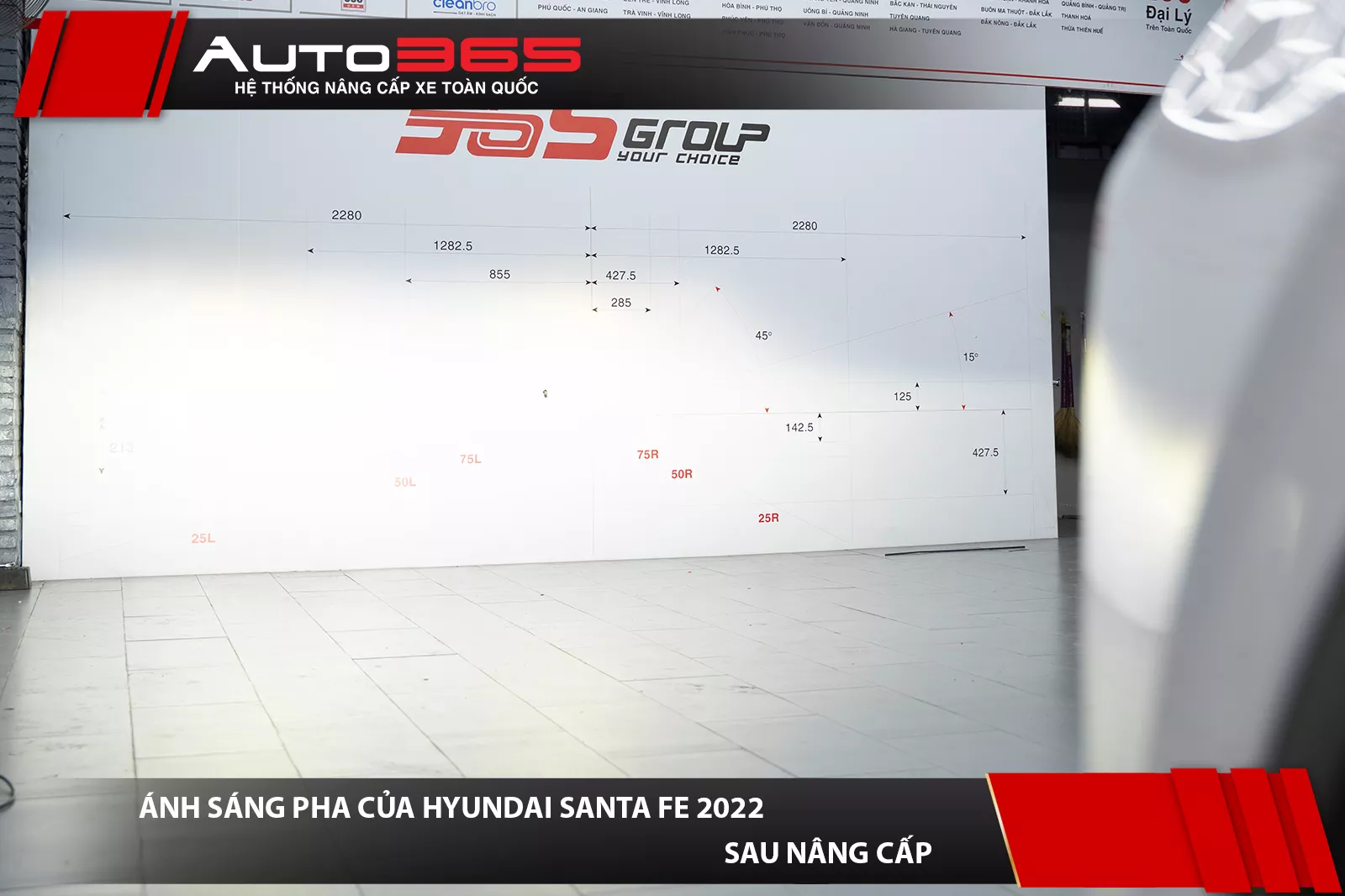 Ánh sáng Pha Hyundai Santa Fe 2022 sau khi lắp X5 Ultra và Titan Platinum Plus