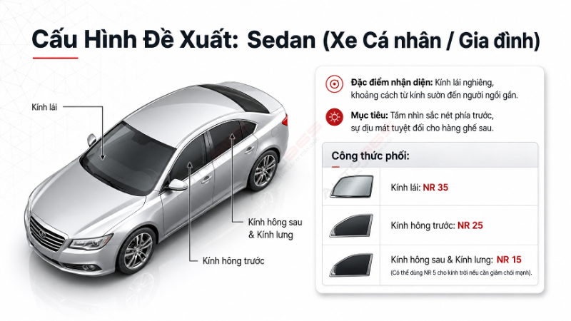 Cấu hình phim 3M Ceramic NR cho Sedan