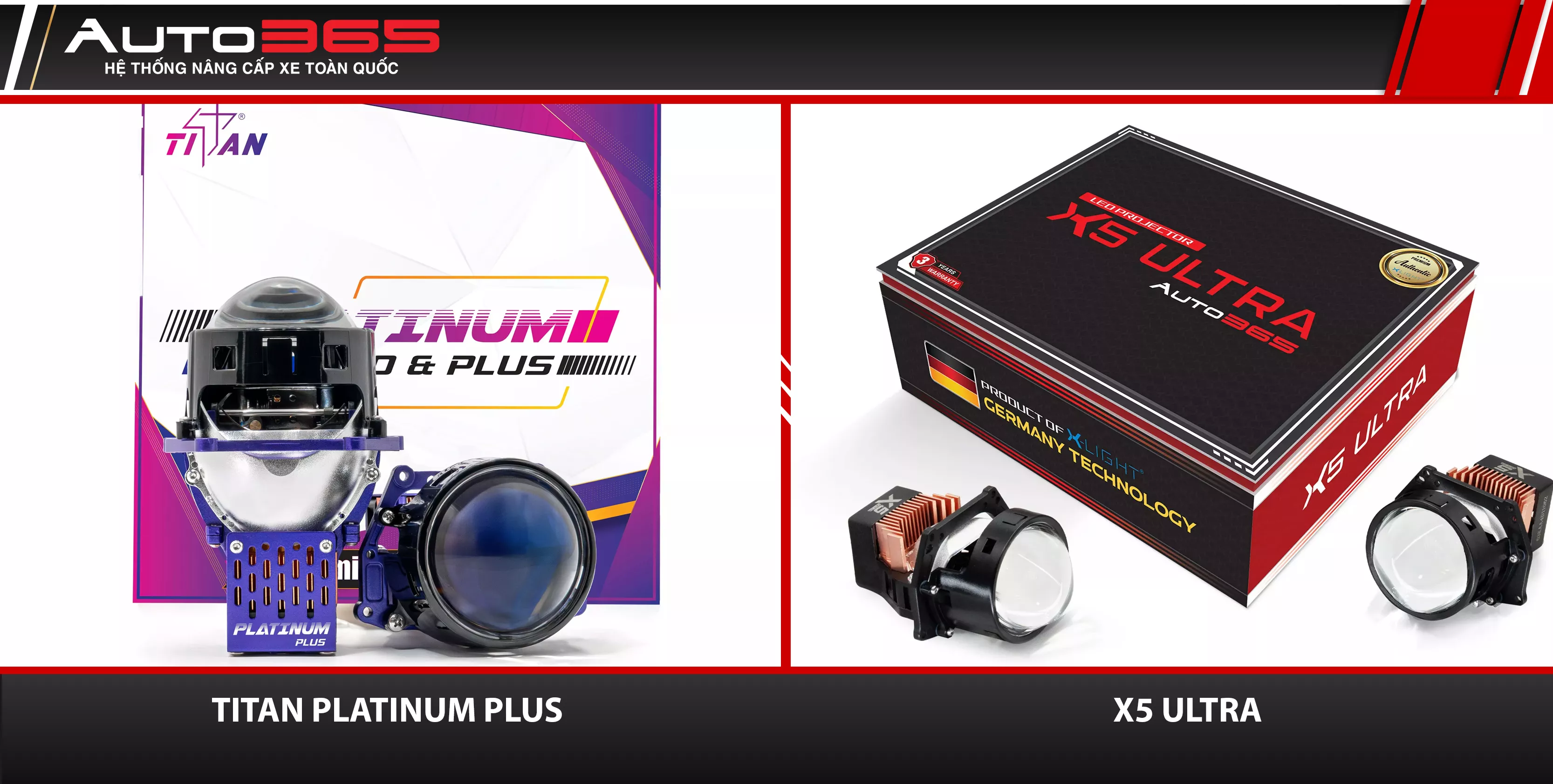 Combo Titan Platinum Plus và X-Light X5 Ultra lắp cho Santa Fe 2022
