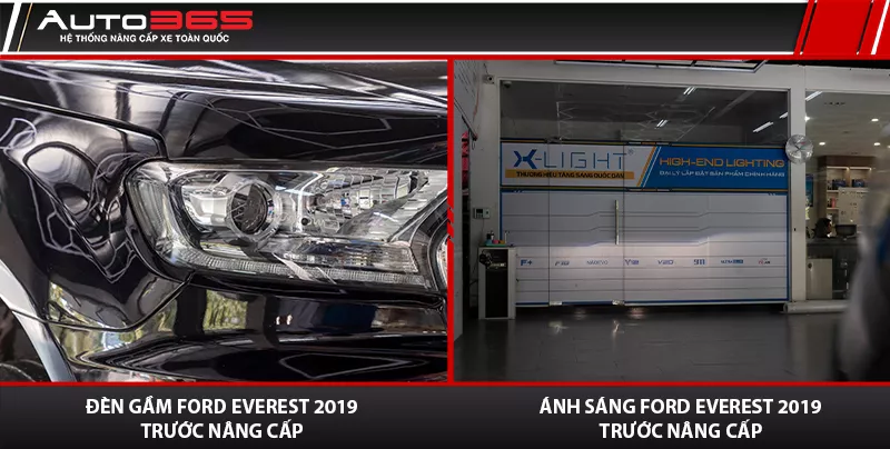 Đèn HID nguyên bản Ford Everest 2019 trước khi nâng cấp