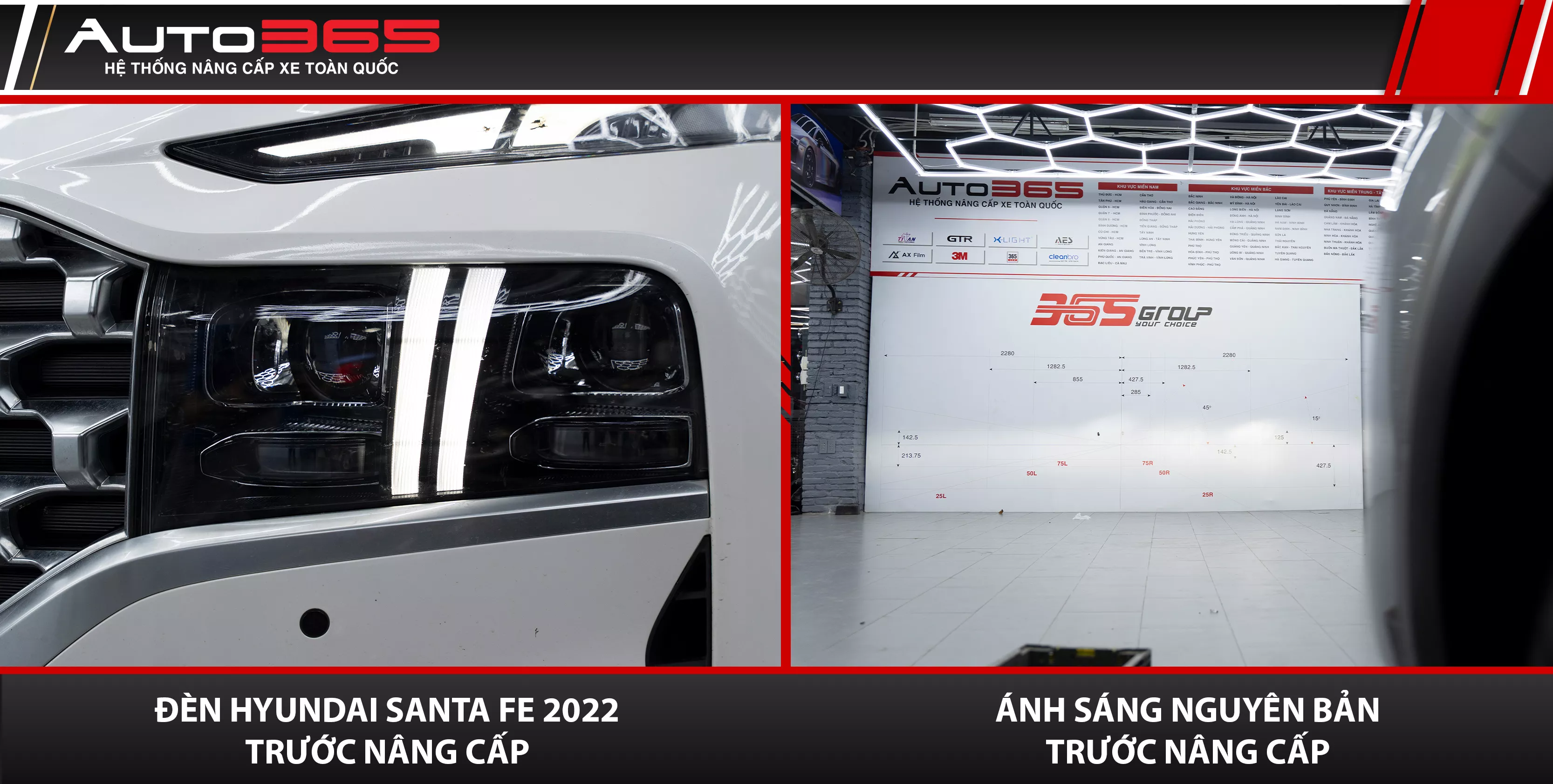 Đèn nguyên bản Hyundai Santa Fe 2022 trước khi nâng cấp