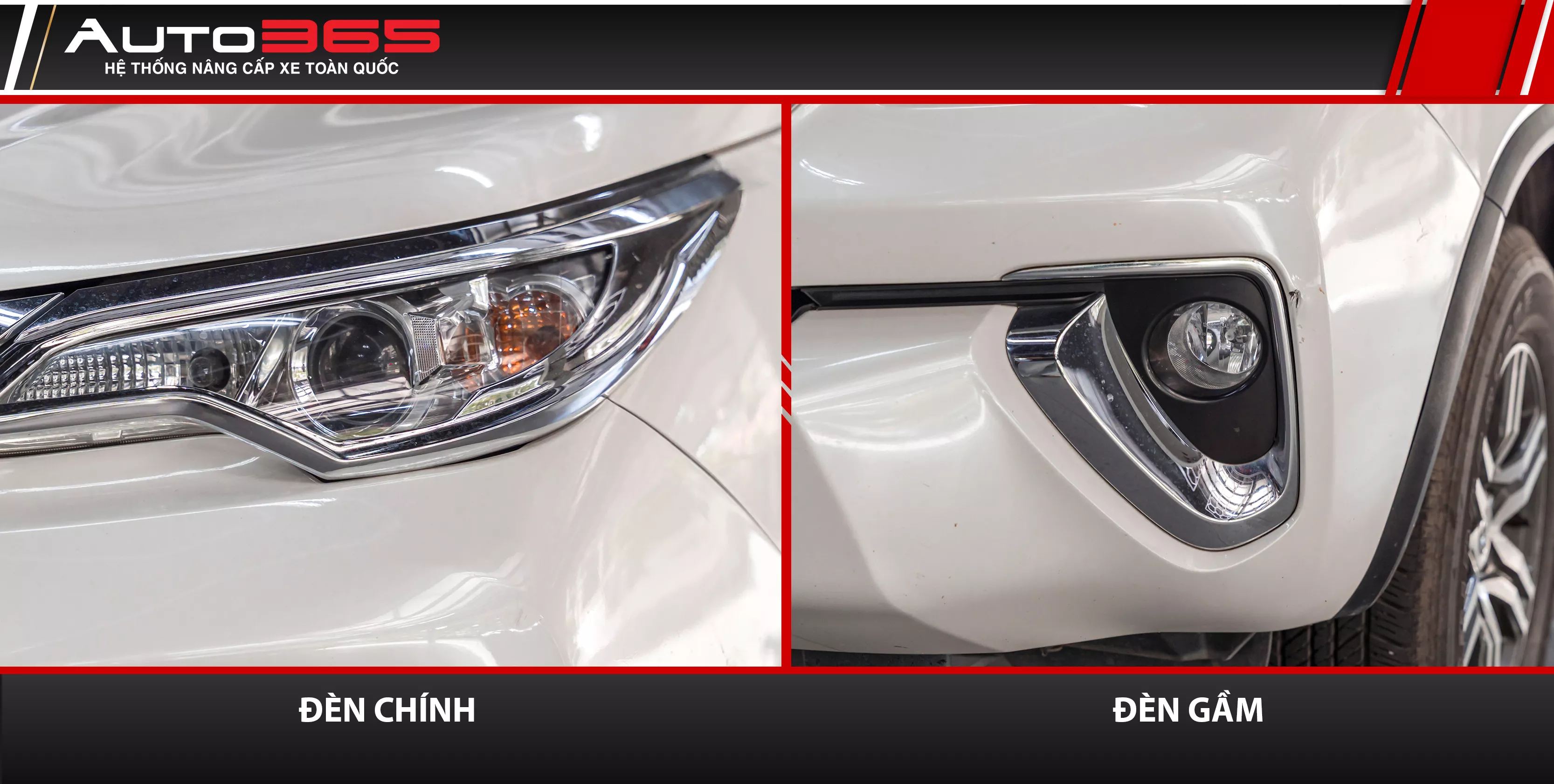 Đèn Toyota Fortuner 2018 trước khi nâng cấp X5 Ultra và F10 Turbo V2