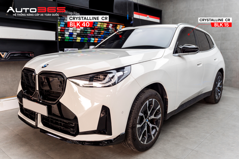 Góc 3/4 BMW X3 sau khi hoàn thiện 3M Crystalline CR BLK 40 ở kính lái và CR BLK 15 ở kính sườn