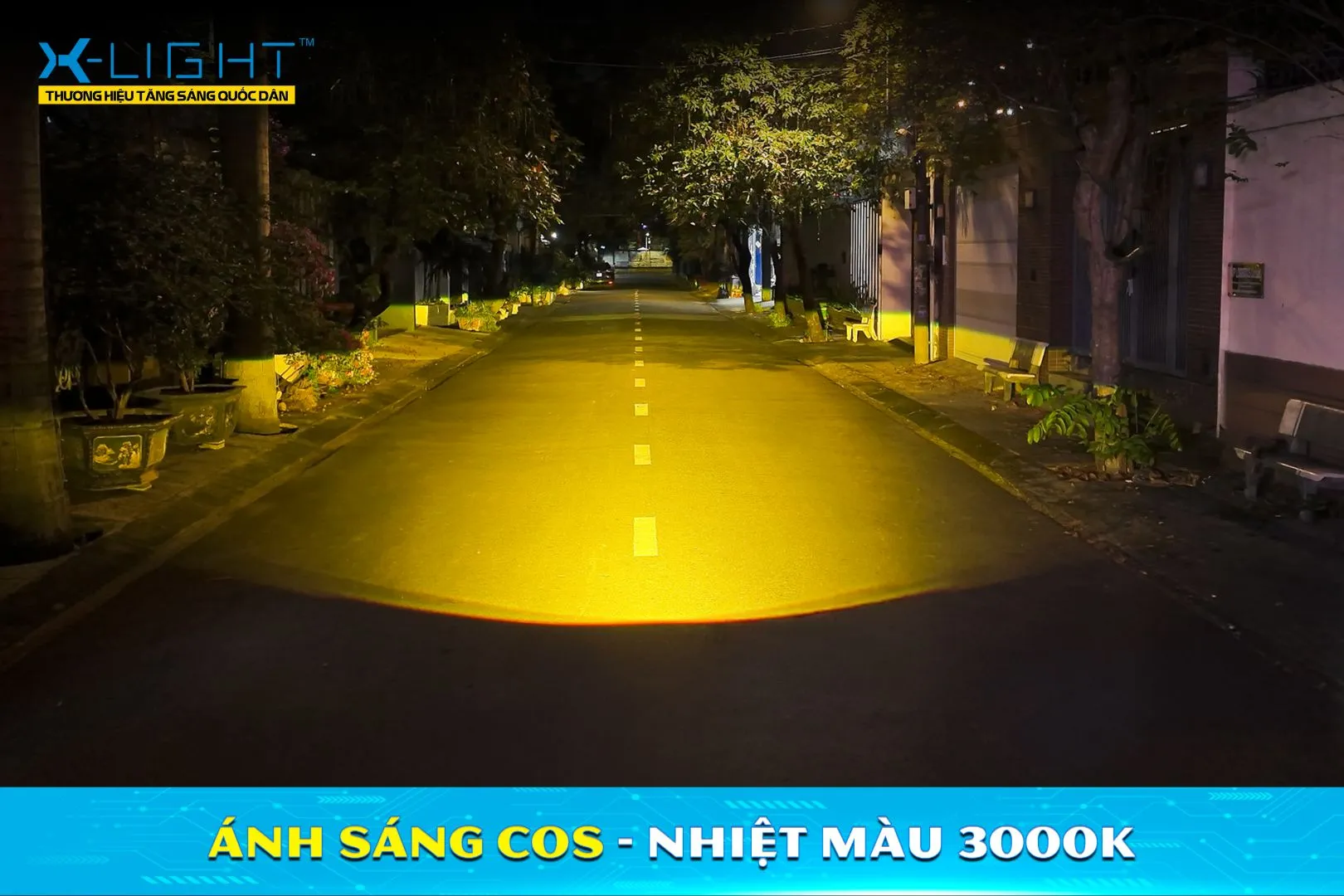 Vùng sáng Cos nhiệt màu 3000K của X-Light 301 V2 sau khi căn chỉnh.