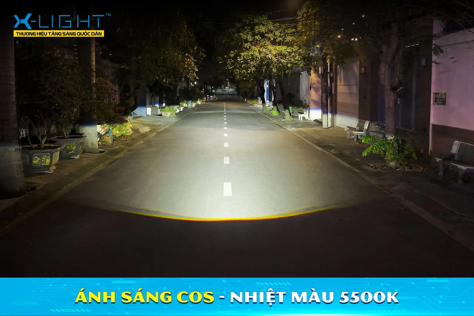 Vùng sáng Cos nhiệt màu 5500K của X-Light 301 V2 sau khi căn chỉnh.