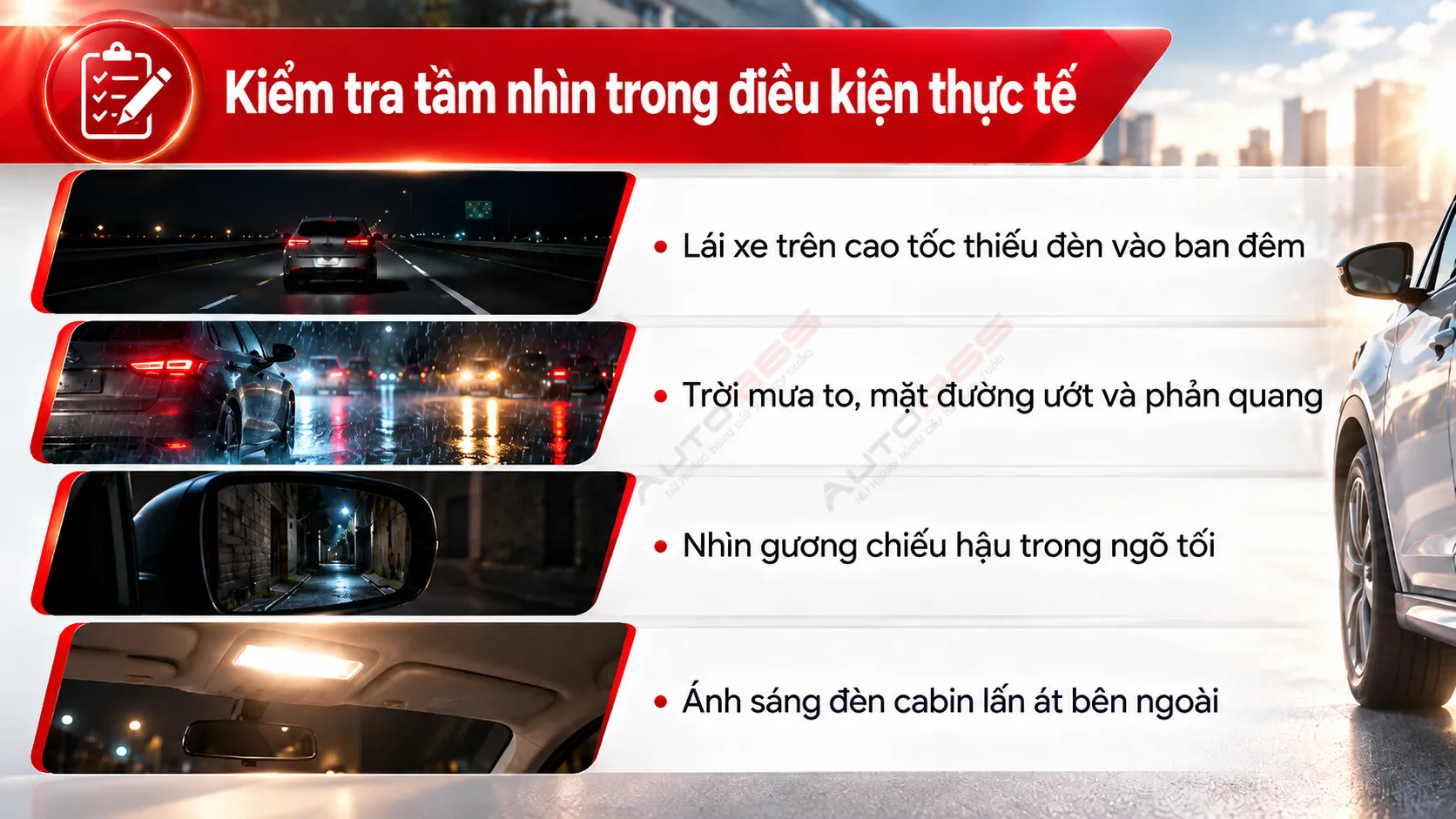 Kiểm tra tầm nhìn khi dùng 3M Ceramic NR trong điều kiện ban đêm mưa và thiếu sáng