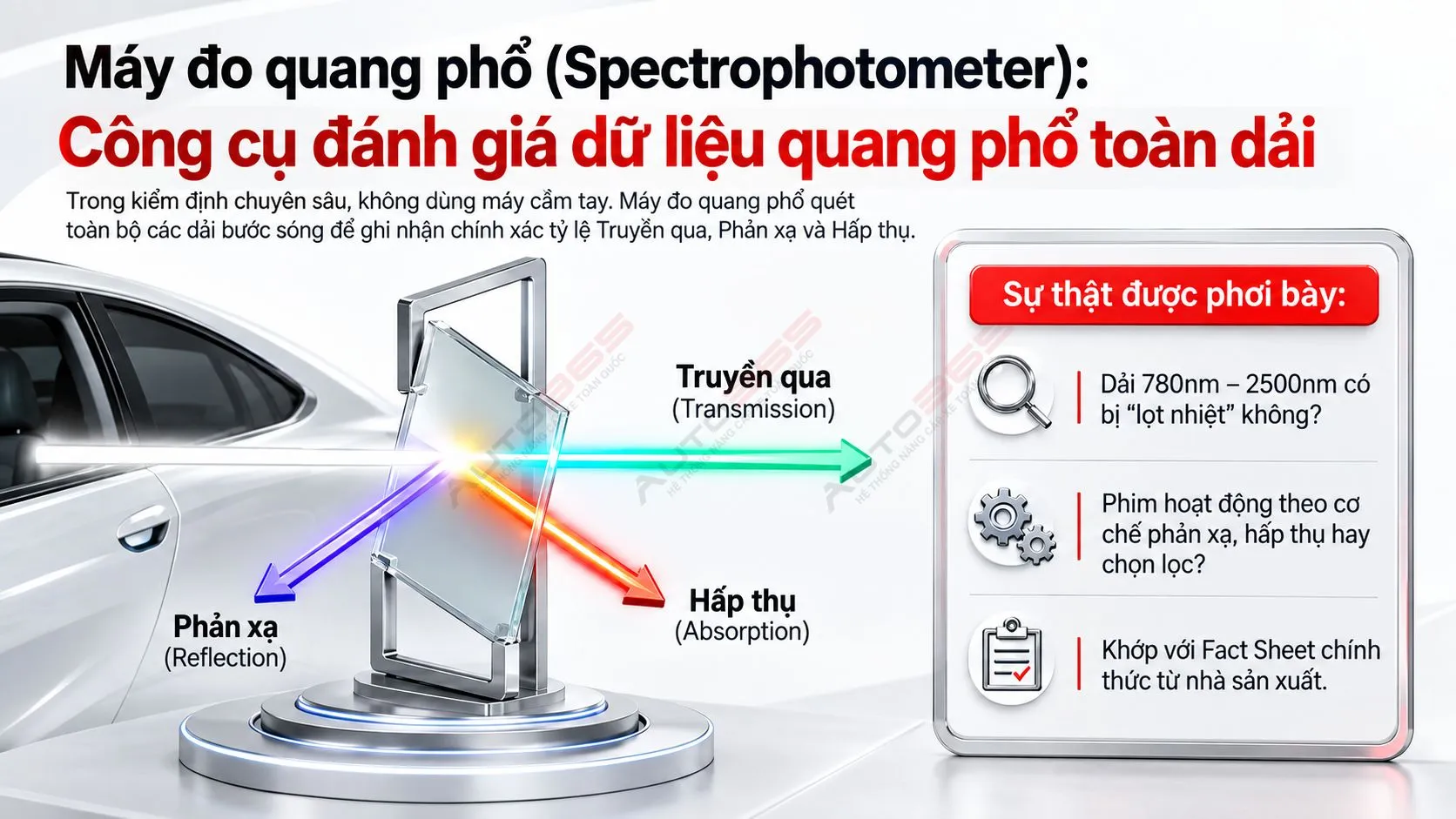 Máy đo quang phổ (Spectrophotometer) thường được sử dụng trong phòng thí nghiệm