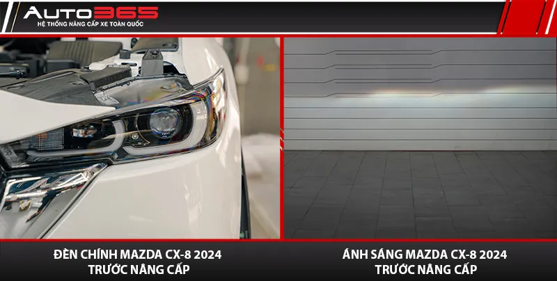 Cụm đèn và vùng sáng Mazda CX-8 trước khi nâng cấp