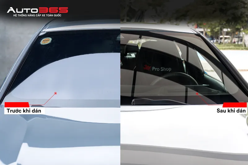 So sánh kính lái BMW 330i trước và sau khi dán CR BLK 40