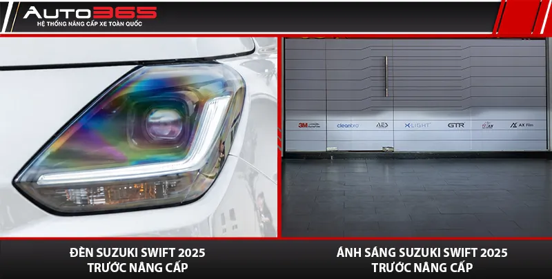 Đèn chính bi LED nguyên bản của Suzuki Swift trước khi lắp X-Light V20 Square