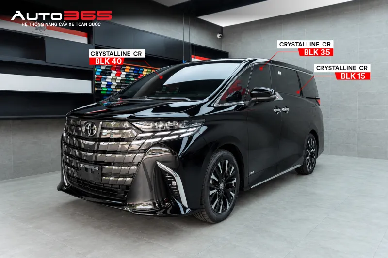 Toyota Alphard với cấu hình CR BLK 40, CR BLK 35 và CR BLK 15 theo từng vùng kính.